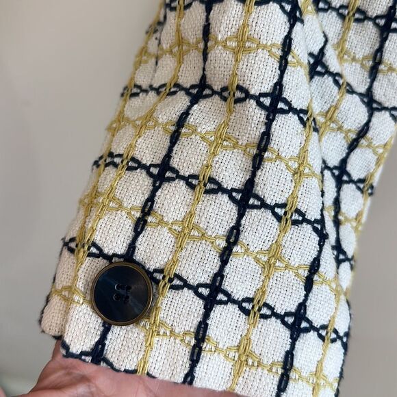 Women’s pendleton blazer 55% Silk 45% Cotton Size 10 Yellow And Blue - Picture 3 of 5